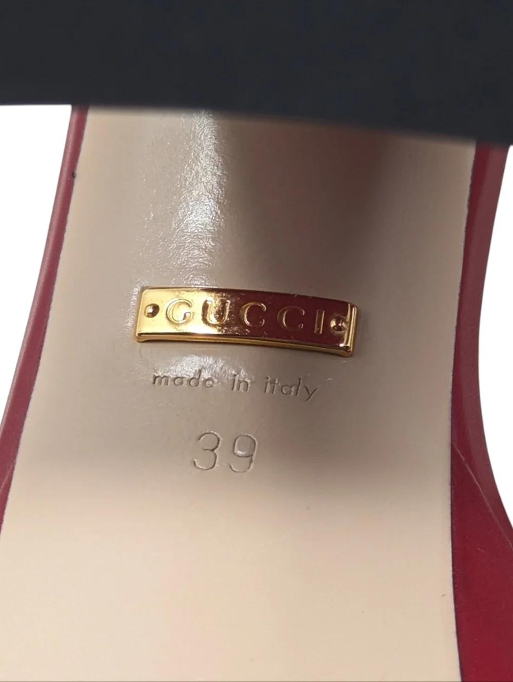 Gucci Marmont Red Platform Scalloped Dress Up Heeled Sandal Size EU 39